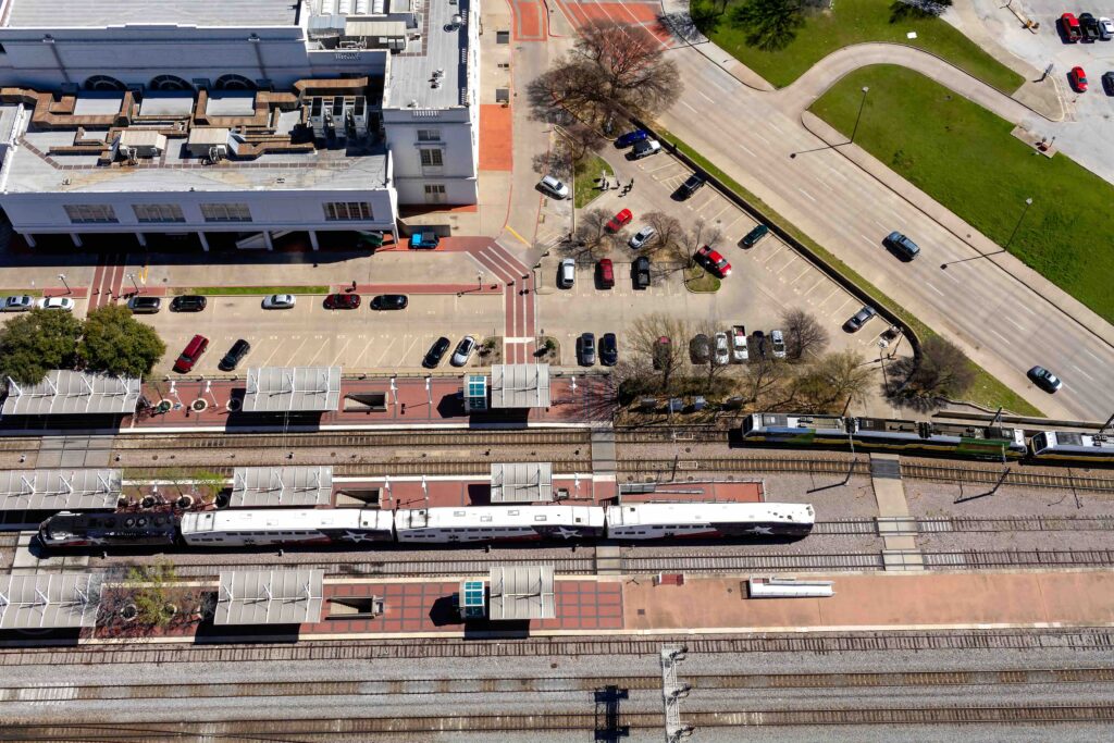 Trains at the Union Station in the city of Dallas, Texas, United States